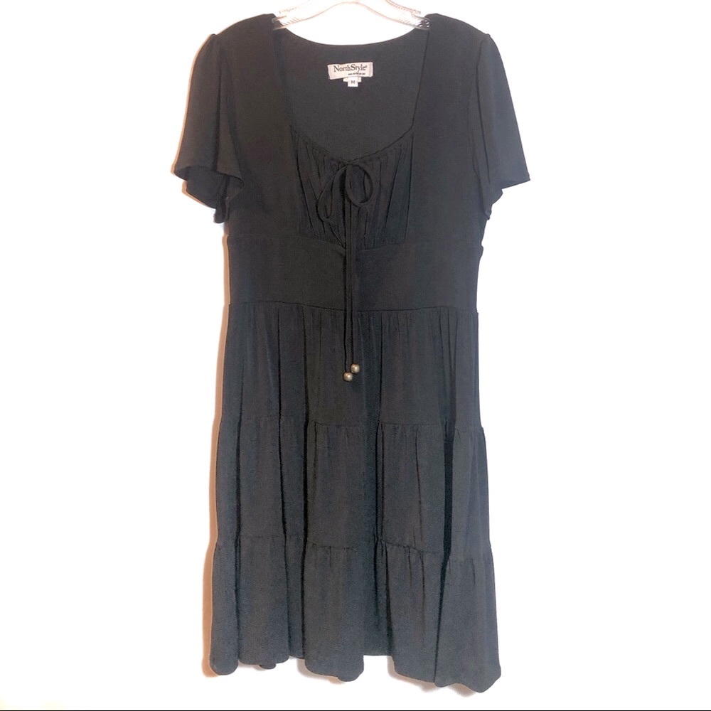Northstyle peasant style tiered black dress boho Sz M